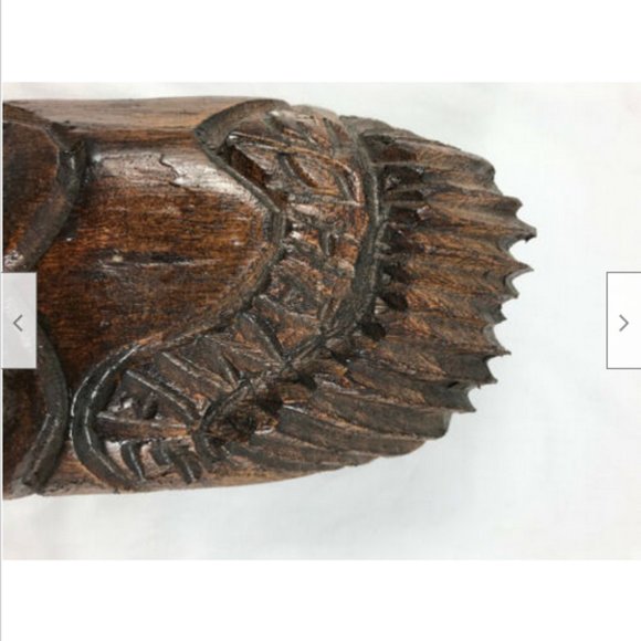 Hand Carved Dark Wood Face Wall Mounted Mask Tribal Folk Art Decor Bahamas - Picture 2 of 4